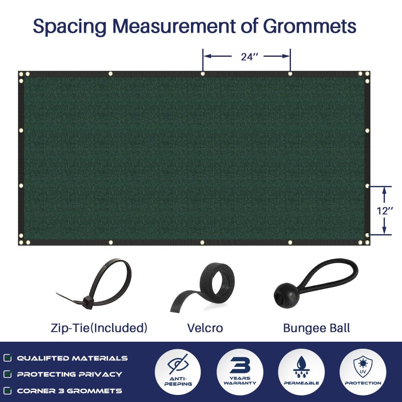 Windscreen4less Privacy Fence Screen 6'x50' Heavy Duty Windscreen Fencing Mesh Fabric Shade Cover for Outdoor Wall Garden Yard Pool Deck, Green - Image 5